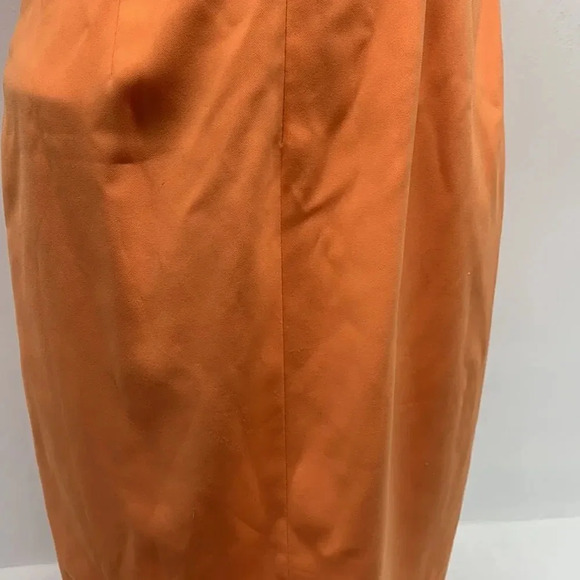 Jay Godfrey Dress Sheath Midi A-Line Sleeveless V-Neck Asymmetrical Orange 4 - Picture 7 of 11